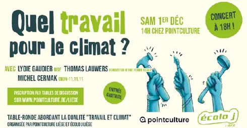 Table ronde - Quel travail pour le climat ? - 1er décembre 2018 - PointCulture Liège