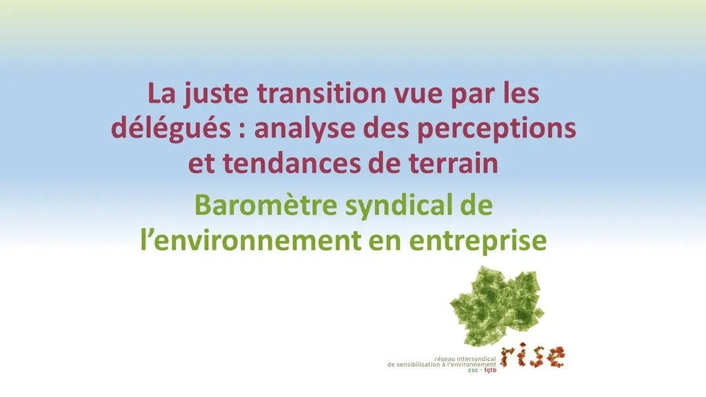 La juste transition vue par les délégués : analyse des perceptions et tendances de terrain